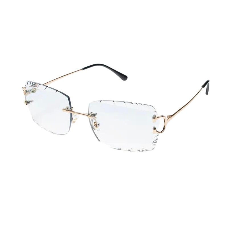 Transparente Sonnenbrille Dersi hellblau - Diamantschliff-Design mit  randlosen Gläsern